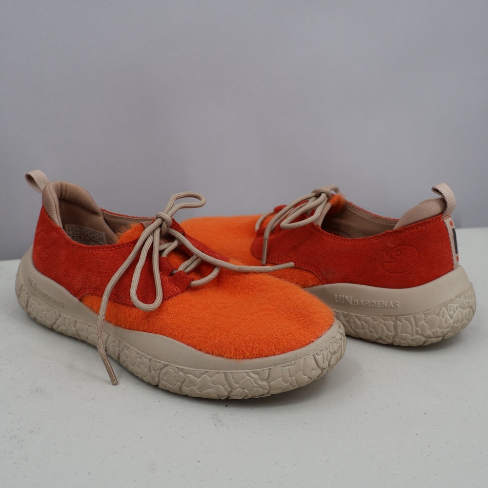 UIN Bardenas Walking Shoes Women 8 Orange Fuzzy Sneakers Dopamine Dressing Artsy